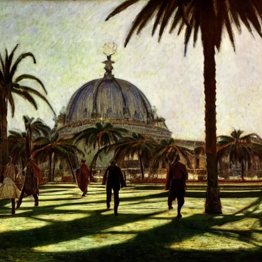 Image similar to a ultradetailed beautiful photo of the amazonas palace designed by jules bastien - lepage, hans belmer, frank weston and gustave baumann, people walking around, trending on artstation, mediterranean, palm trees, light sparkles, sharp focus, soft light, 8 k 4 k