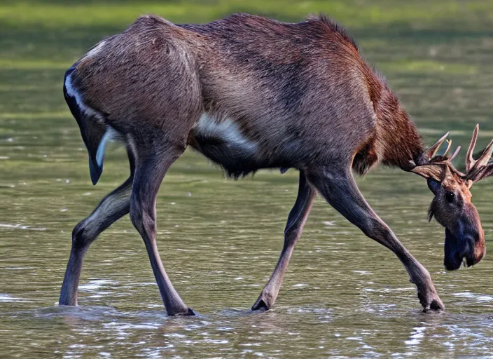 Image similar to an animal that's halfway between a moose and a crab