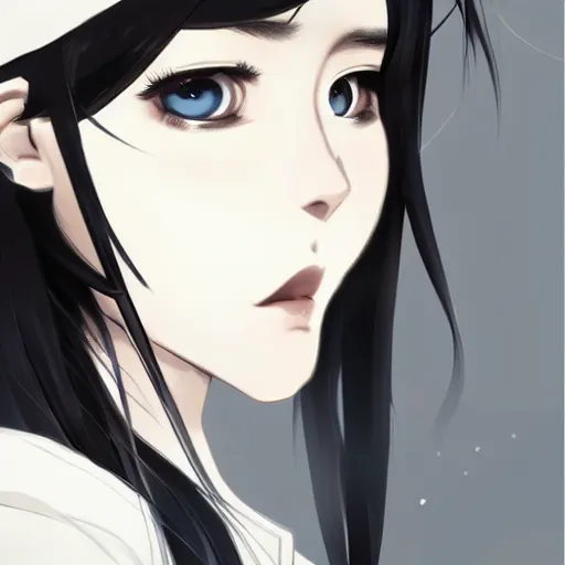 Image similar to portrait of a beautiful girl with long black hair, wearing police riot uniform, drawn by WLOP, by Avetetsuya Studios, attractive character, colored sketch anime manga panel, trending on Artstation