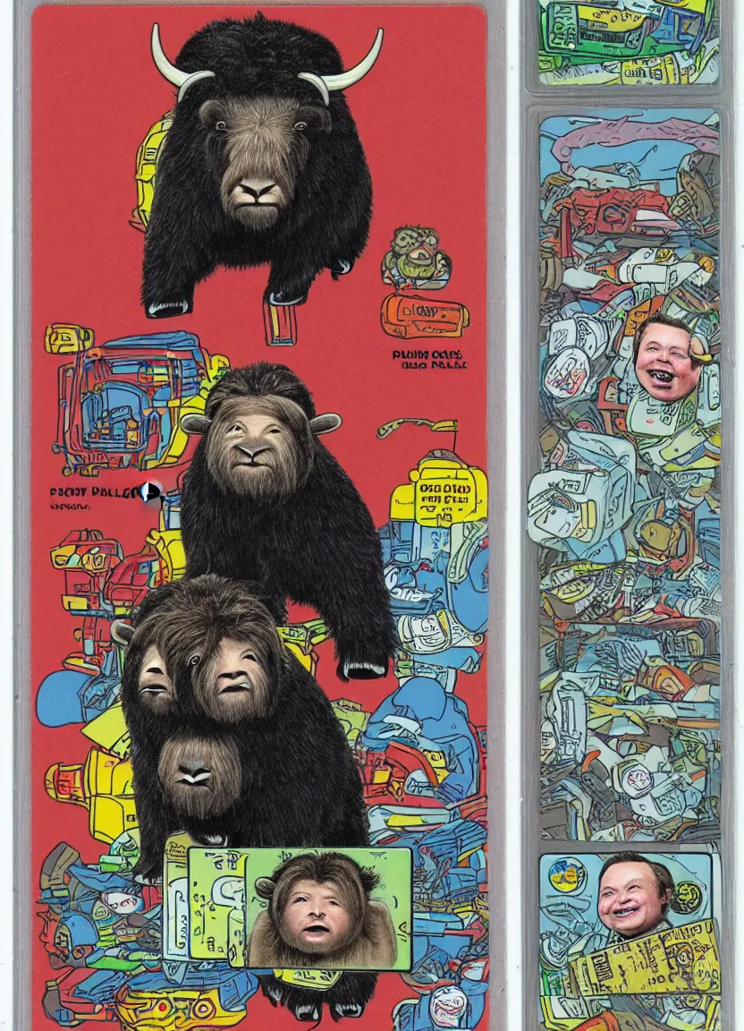 Image similar to elon musk ox garbage pail kid trading card