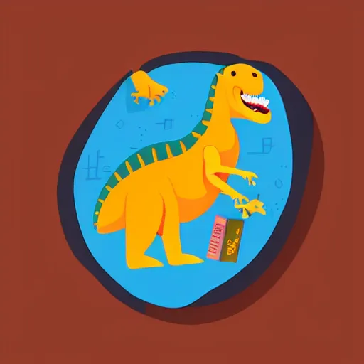 Prompt: dinosaur with books for scales, cartoon artwork, logo, clean design, minimalist