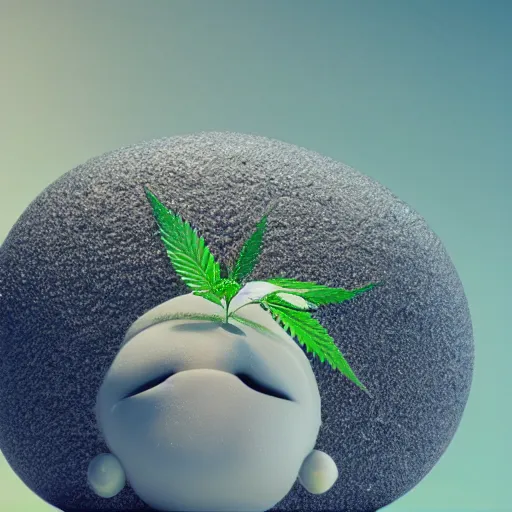 Image similar to portrait of a cannabis flavoured cute mochi snowball character. octane 8 k render by eyvind earle