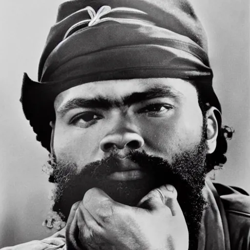 Prompt: Portrait of Jaylen Brown, Jaylen Brown as Che Guevara, Guerilla Heroico, Black and White, Photograph by Alberto Korda, inspiring, dignifying, national archives