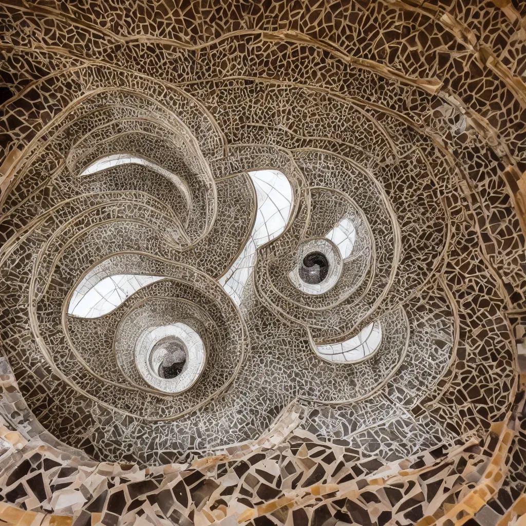 Prompt: grand spiral stairscase going down deep in a hole, by etienne - louis boullee and gaudi, leica, high quality, high detailed