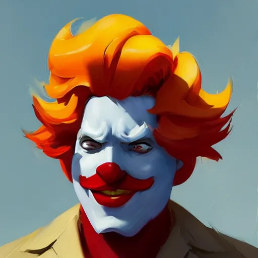 Image similar to greg manchess portrait painting of ronald mcdonald as overwatch character, medium shot, asymmetrical, profile picture, organic painting, sunny day, matte painting, bold shapes, hard edges, street art, trending on artstation, by huang guangjian and gil elvgren and sachin teng