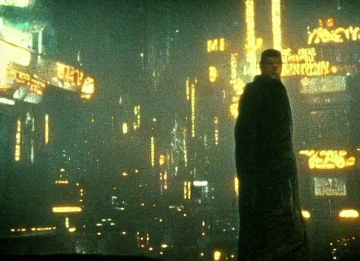 Prompt: scene from the 1992 science fiction film Blade Runner