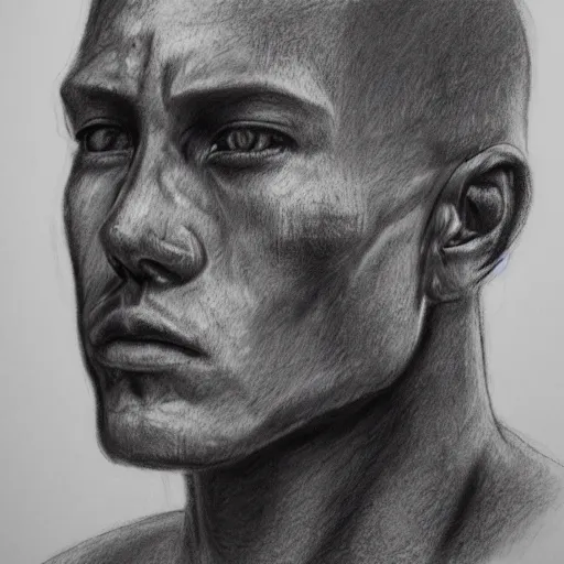 Image similar to Detailed portrait of a jarhead. Charcoal.