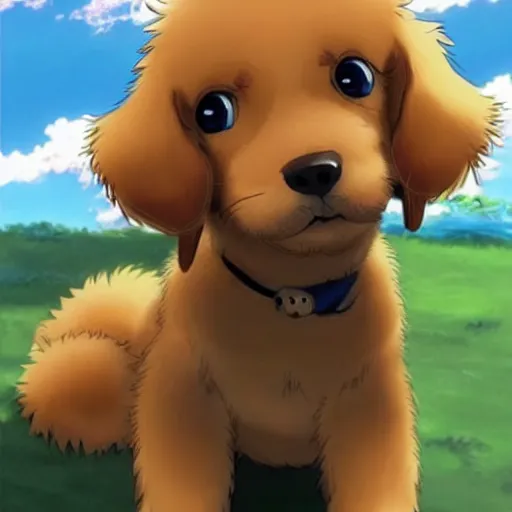 Image similar to extremely cute anime dog. arf hes an anime puppy. i wanna adopt this puppy. he is the cutest little puppy in the world and i'd give my LIFE to protect him. woof woof arf. he has a pointy little nose. ghibli style. I want this dog in real life. man's best friend is this dog. please make this dog cute. he is so so so very very very adorable. i need this puppy. I will give this small puppy with cute features ALL of my love. All i need in my life is this super cute anime puppy. awwwwwwww. this puppy deserves love and kisses. i wanna give him many treats. this is a good good well-behaved ghibli puppy.