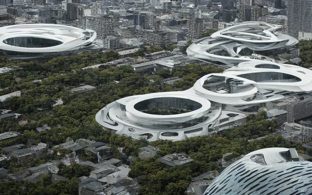 Prompt: stunning headquarters of an evil corporation, by toyo ito