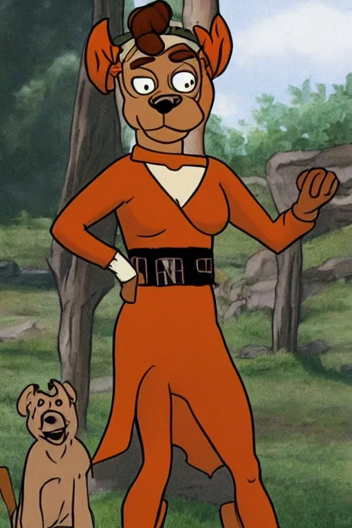 Prompt: scooby doo dressed as slave princess leia