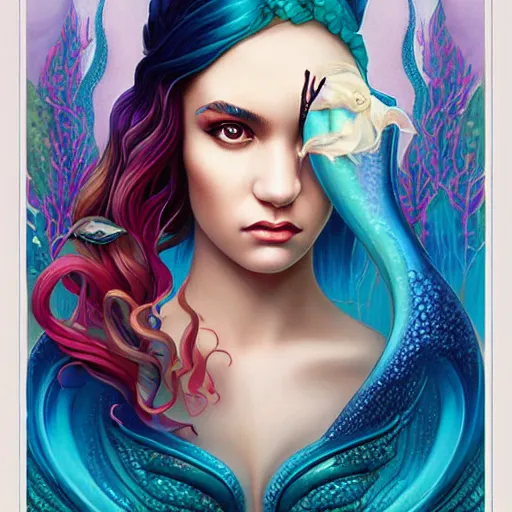 Image similar to mermaid portrait, Pixar style, by Tristan Eaton Stanley Artgerm and Tom Bagshaw.