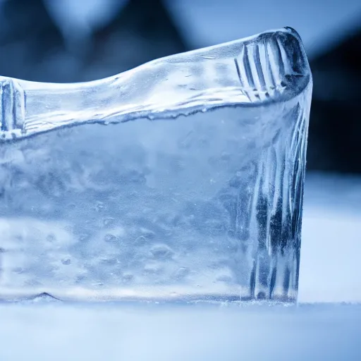 Image similar to close - up large clear ice block on snow in game of thrones, 4 k, epic, cinematic, focus, movie still, fantasy, extreme detail, atmospheric, dark colour, sharp focus