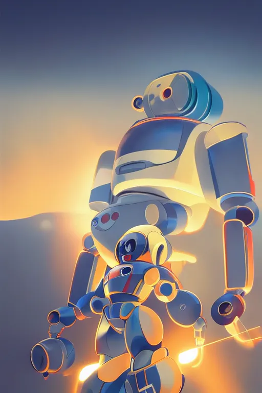 Image similar to metabots medabots medarotto medarot robot minimalist comics, behance hd by jesper ejsing, by rhads, makoto shinkai and lois van baarle, ilya kuvshinov, rossdraws global illumination ray tracing hdr radiating a glowing aura