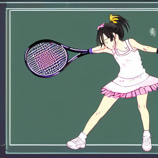 Image similar to A girl playing tennis, Japanese anime style, BREAK BACK style, drawn by KASA