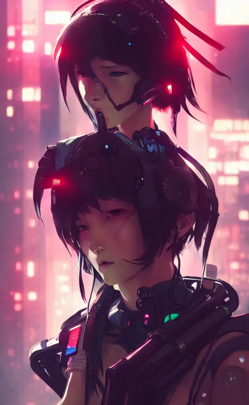 Image similar to cyberpunk anime girl mech, cyberpunk accessory, 3 / 4 shot, street night, beautiful face, grafity, arcane, detail, good face, pose model, concept art, in style of yoji shinkawa, pan ren wei, col price, atey ghailan, by greg rutkowski, aesthetic, digital painting, 3 d