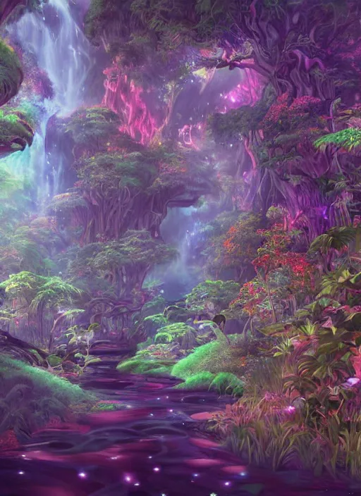 Prompt: glowwave drawing of humongous enchanted forest biome from genshin impact, au naturel, hyper detailed, digital art, trending in artstation, cinematic lighting, studio quality, smooth render, unreal engine 5 rendered, octane rendered, art style by klimt and nixeu and ian sprigger and wlop and krenz cushart.