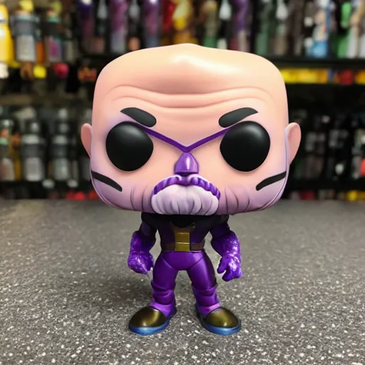 Thanos Funko pop inside a crystal ball, photo studio