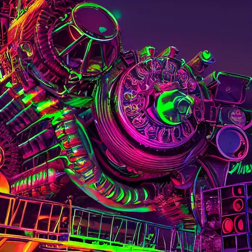 Image similar to album art, tripmachine, album is called tripmachine, photo of a huge steampunk generator, 8 k, fluorescent colors, halluzinogenic, multicolored, exaggerated detailed, front shot, 3 d render, octane