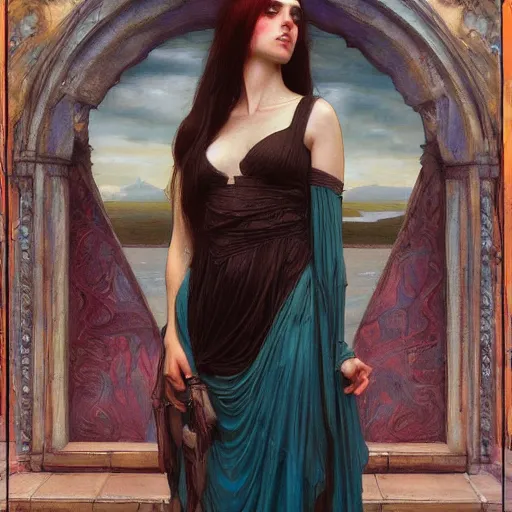 Image similar to a painting in the style of tom bagshaw, and in the style of donato giancola, and in the style of john william waterhouse.