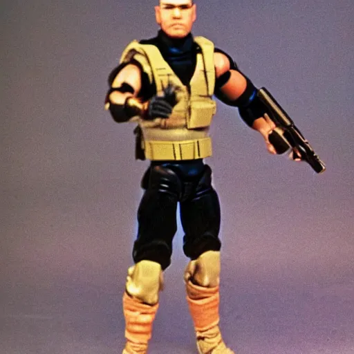 Prompt: photo of an unreleased GI JOE prototype action figure from 1985.