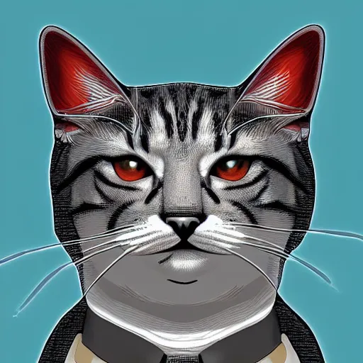 Image similar to adolf hitler as a cat, digital art, full detailed