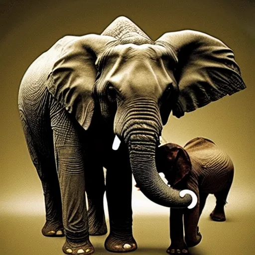 Image similar to Creature with the body of an elephant and the head of a human, National Geographic photograph