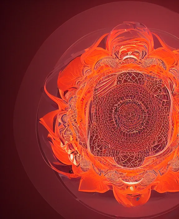 Prompt: simplicity, intricate transparent clear see - through image of fire, fractal, radiating, mandala, psychedelic, ultra realistic, concept art, modern art, photorealistic, octane render, 8 k, unreal engine. art by nori inoguchi and sam kaplan and zachary goulko and christopher marley