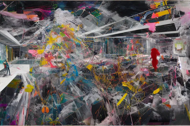 Image similar to bodies entwined in a fight with the physical impossibility of death, inside a brutalist space ship, extremely intricate and detailed, by painted by francis bacon, adrian ghenie, james jean, part by gerhard richter, part by petra cortright. 8 k masterpiece