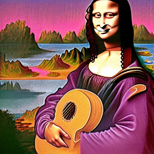 Prompt: mona lisa frank zappa