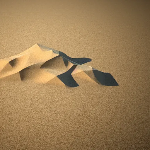 Prompt: isometric low - poly art of a sandy beach, soft lighting