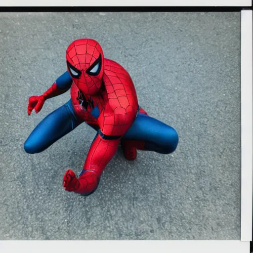 Image similar to a single iron man and spider - man hybrid, dslr, polaroid