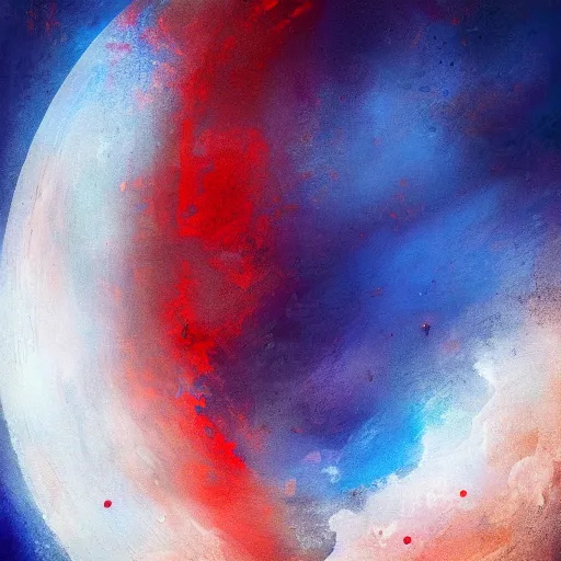 Prompt: the moon. digital painting, vertical, intricate, beautiful, detailed, grunge, sharp focus, abstract art by kuvshino and el lissitzky and artgerm and kandinsky, trending on artstation. blue, dark red and dark purple color scheme, gradient darker to bottom