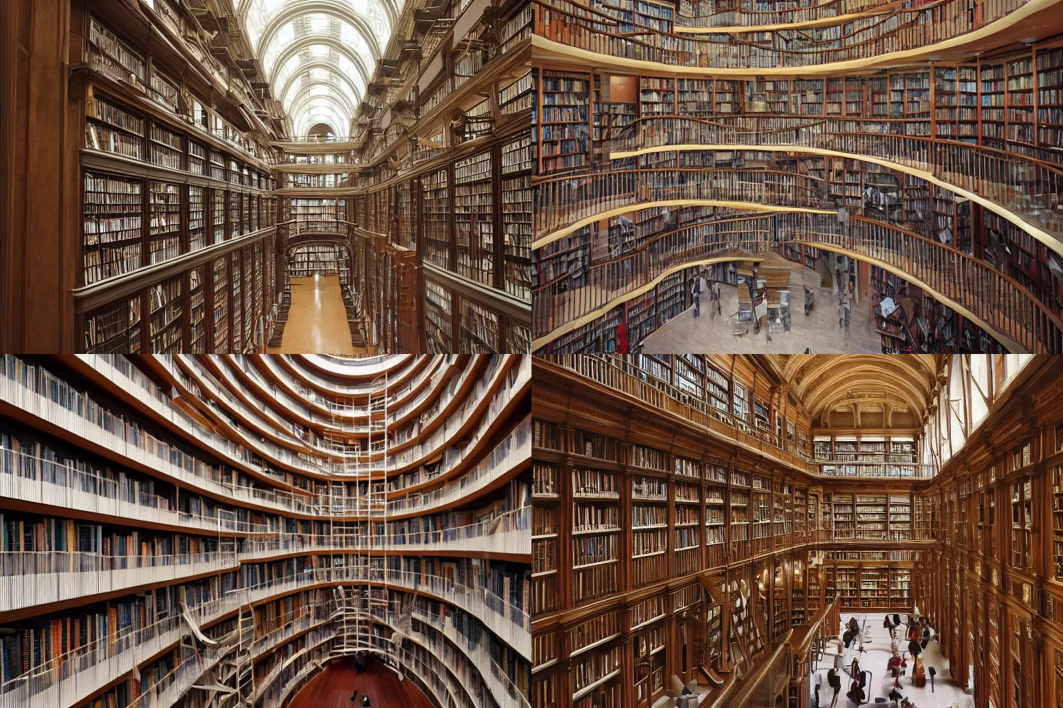 Prompt: very tall library interior, 10 stories