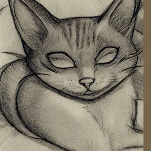 Image similar to a manga drawing of an cat sleeping