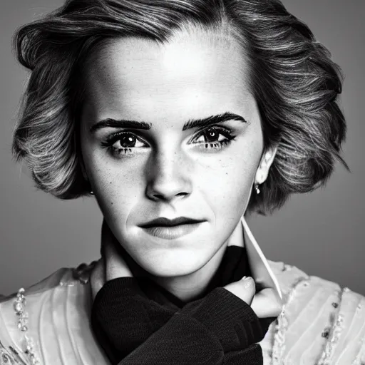 Image similar to old emma watson actress at age 9 0 years old, color ( sony a 7 r iv, symmetric balance, polarizing filter, photolab, lightroom, 4 k, dolby vision, photography award ), vogue, perfect face