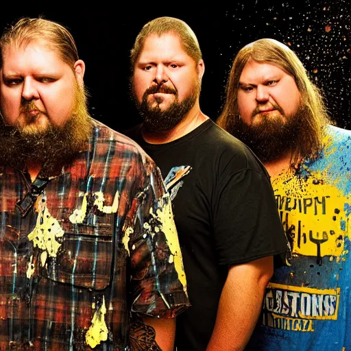 Image similar to meshuggah redneck big boys splattering time