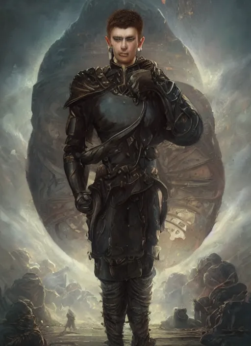 Prompt: a heroic portrait of volodymyr zelenskyy, art by tom bagshaw and manuel sanjulian and greg rukowski