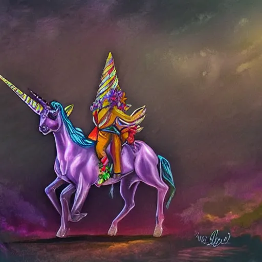 Prompt: a circus unicorn, fantasy art