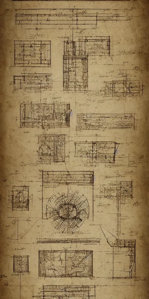 Image similar to undiscovered design blueprints from leonardo da vinci, renaissance, 4 k