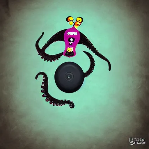 Image similar to a juggling octopus on a unicycle, digital art
