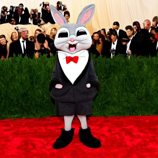 Image similar to photo of bugs bunny at the met gala