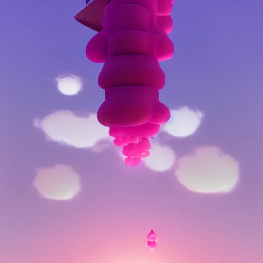 Image similar to people trying to reach a pink crytsall in the sky, beeple, artstation, detailed, digital art