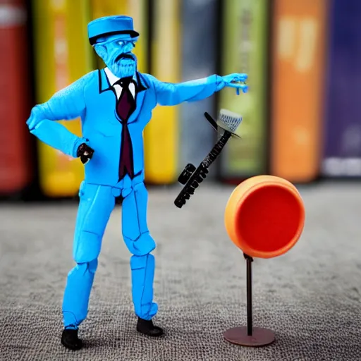 Image similar to nils bohr cosplay werner heisenberg, stop motion vinyl action figure, plastic, toy, butcher billy style