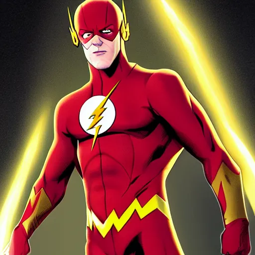 Image similar to portrait of the flash, dc comics, geoff johns, 4k, artstation, mark waid, wally west, highly detailed, professional comicbook artwork,