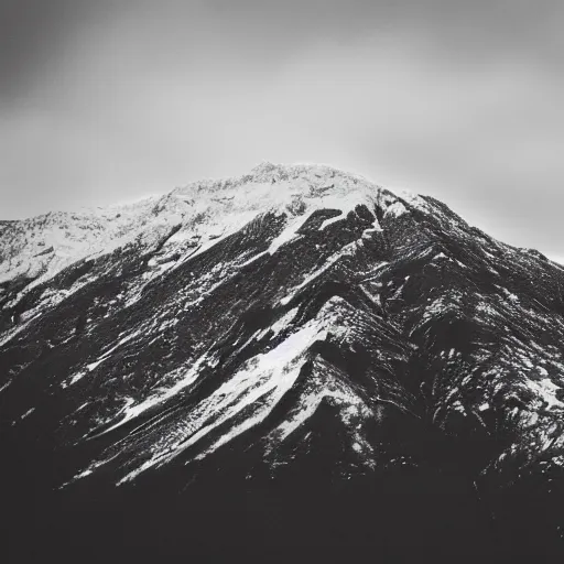 Prompt: mountain with snow, dark