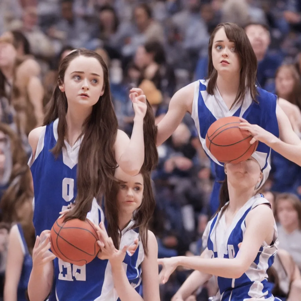 Image similar to rory gilmore playing basketball, photorealistic, hd