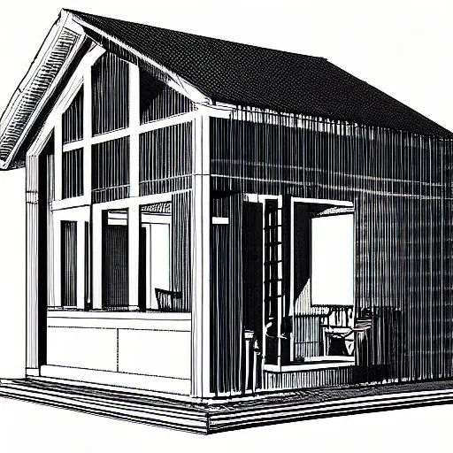 Image similar to blueprint of a small house architecture textbook illustration