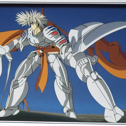 Image similar to knight, production animation cel, designed by haruhiko mikimoto