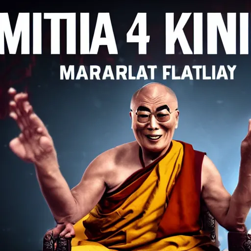 Prompt: Dalai Lama mortal kombat fatality, brutality, mk11, kombat league, twitch, tournament play, 4K 60 fps