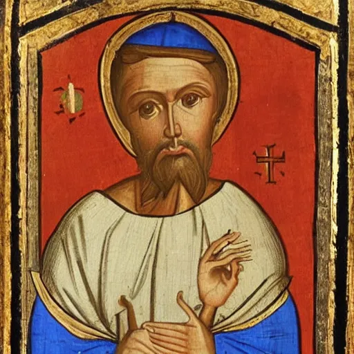 Prompt: saint jordan peterson, medieval painting,